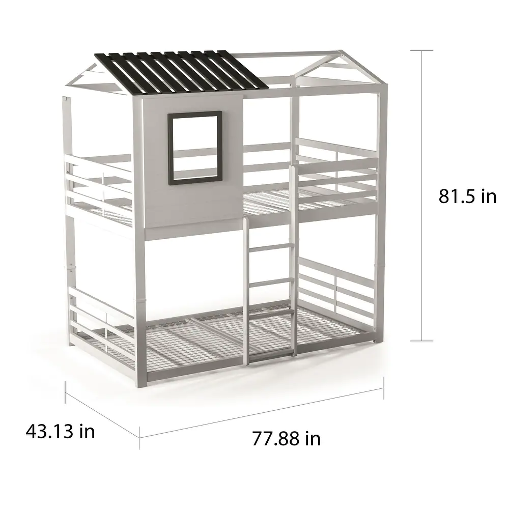 Furniture of America Vaia White Twin-over-Twin Metal Bunk Bed