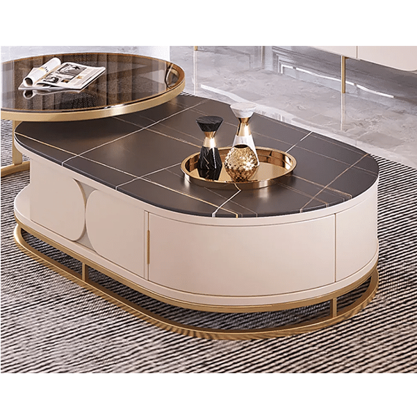 2 Pieces Modern Nesting Coffee Table with Drawers