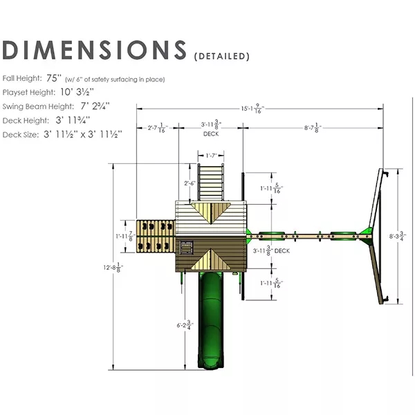 WOODEN SWING SET WITH WOODEN ROOF, TWO SWINGS, SLIDING