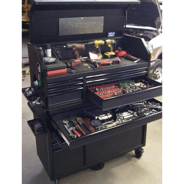 Industrial 52 in. W x 21.5 in. D 15-Drawer Tool Chest and Rolling Cabinet Combo with LED Light in Matte Black