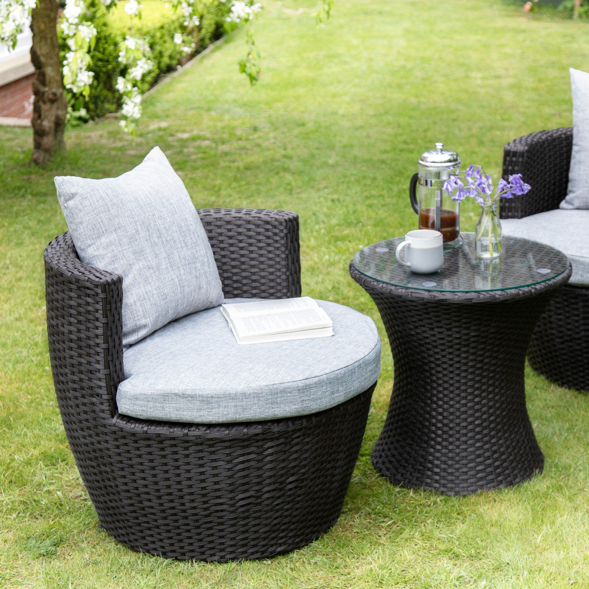 2 Seater Rattan Egg Chair Bistro Set