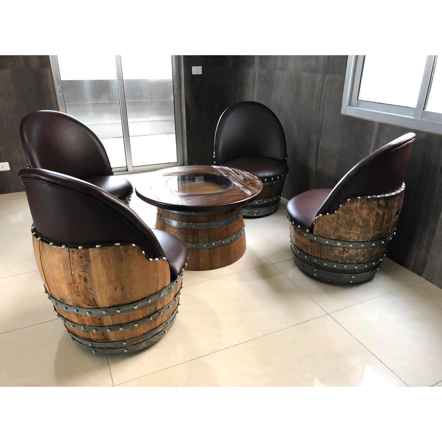 4-Chair Half-Barrel Lounge Set