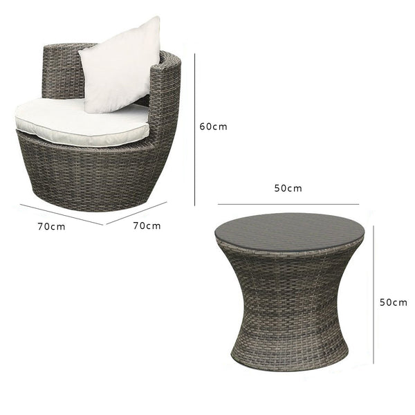 2 Seater Rattan Egg Chair Bistro Set