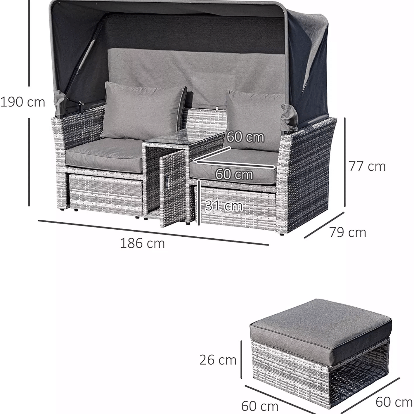 Kettler Palma Daybed – White Wash
