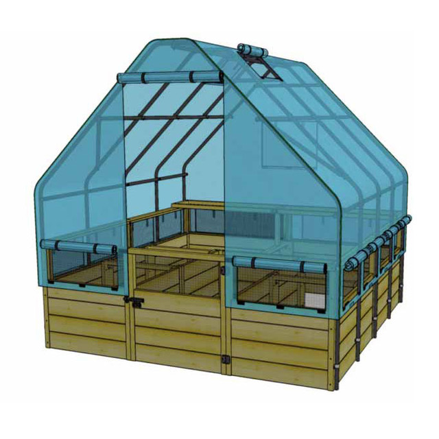 Cedar Complete Raised Garden Bed Kit with Greenhouse Cover 8' x 8'