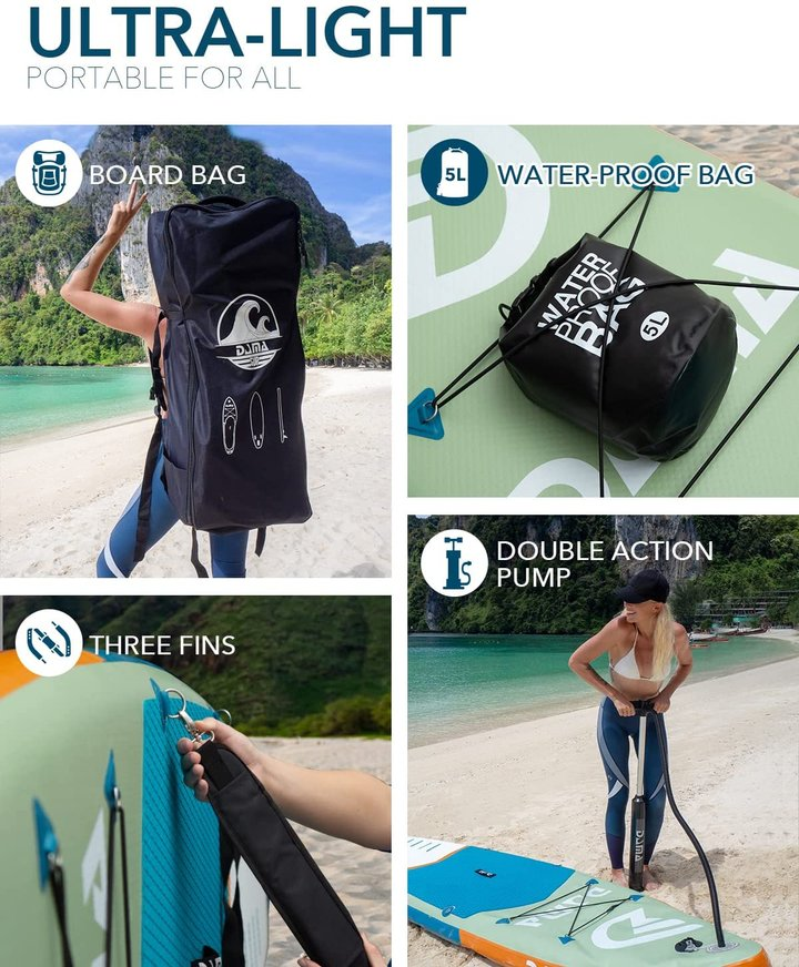 DAMA Inflatable Stand Up Paddle Board 11'*33'' *6'', Yoga Paddleboard, 11ft sup, Fishing Paddle Boards for Adults, Blow up sup, Standup sup w/Camera Seat, 4 pcs Floating Kayak Paddle, Board Carrier