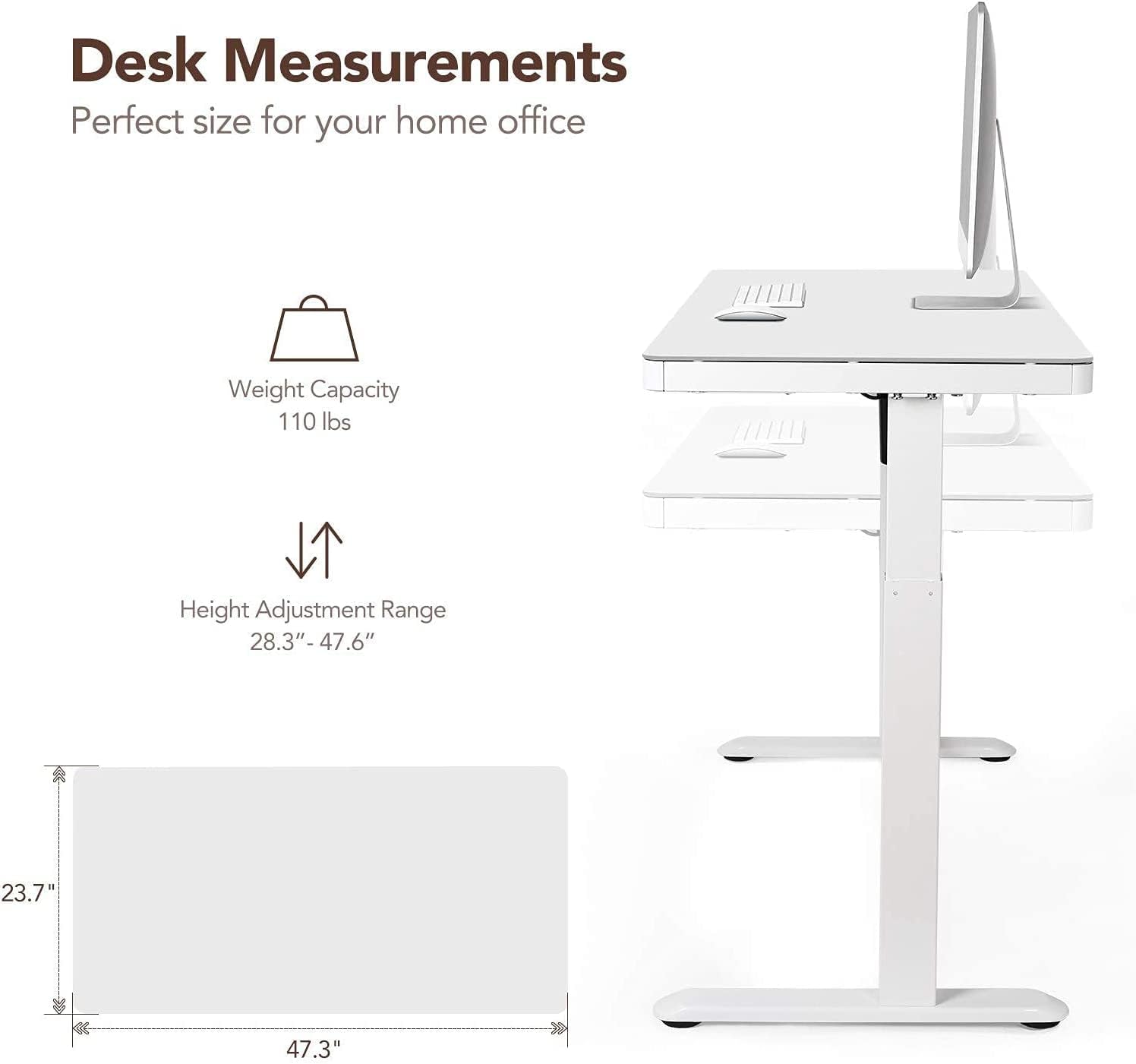 FLEXISPOT Comhar EW8M Electric Standing Desk, Home Office Electric Height Adjustable Sit-Stand Desk 120 * 60cm Maple Top with Drawer & Fast USB Chargers (White Frame+Maple Top)
