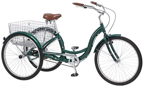 Schwinn Meridian Adult Tricycle, 24 or 26-Inch Wheel Options, Low Step-Through Aluminum Frame, Cargo Basket, Multiple Colors