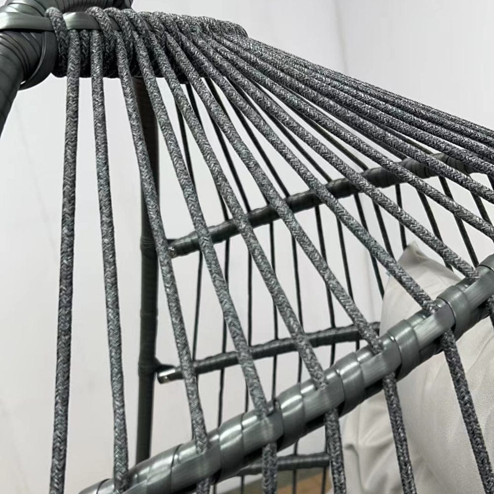 BRADWAY HANGING EGG CHAIR WITH GREY CUSHIONS