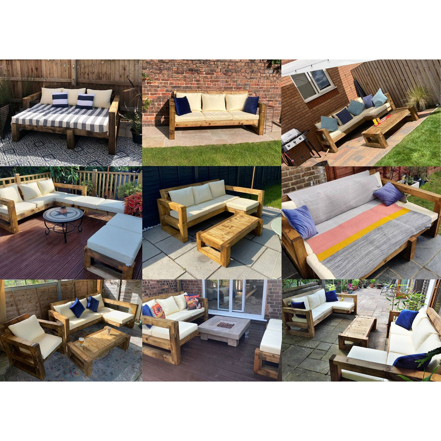 Rustic/Industrial Solid Wood Garden Sofa/Bench/Chair/Lounger