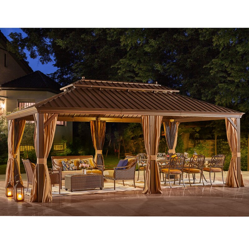 20 Ft. W x 12 Ft. D Galvanized Steel Patio Gazebo