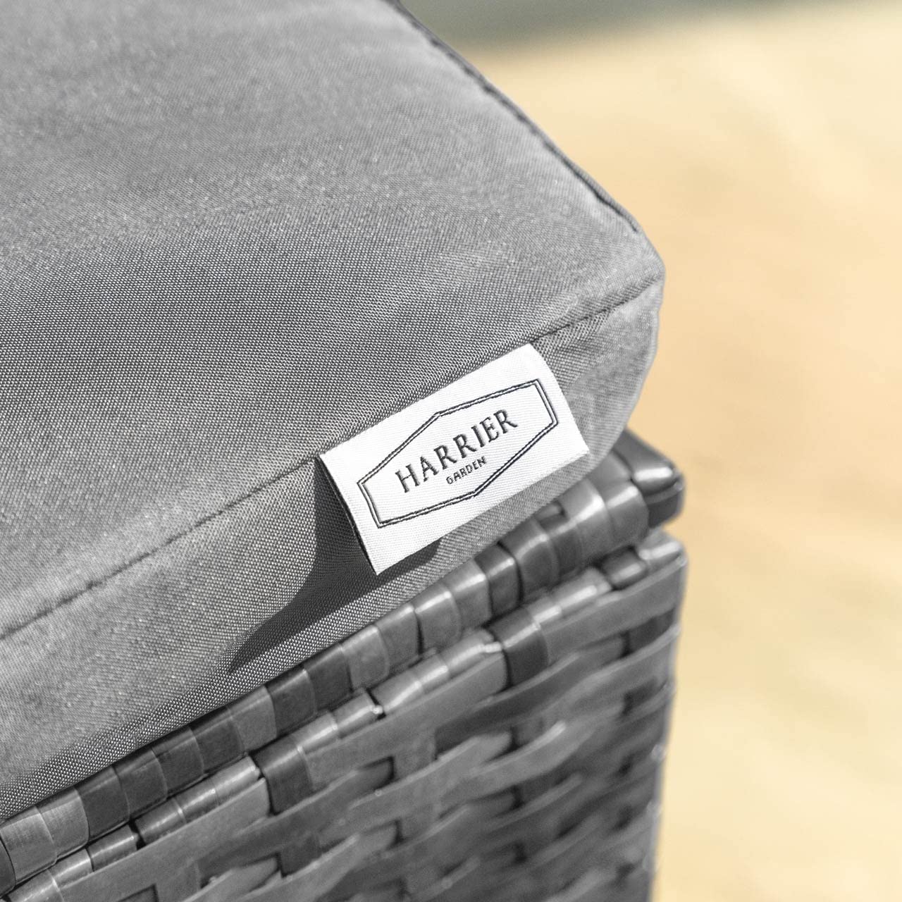 Harrier Rattan Corner Dining Table - 2x Colours: Grey or Black & Grey | 9 Seater Outdoor Corner Sofa - Premium Rattan Garden Furniture Set | Outdoor Sofa + Table (With Cover, Grey)