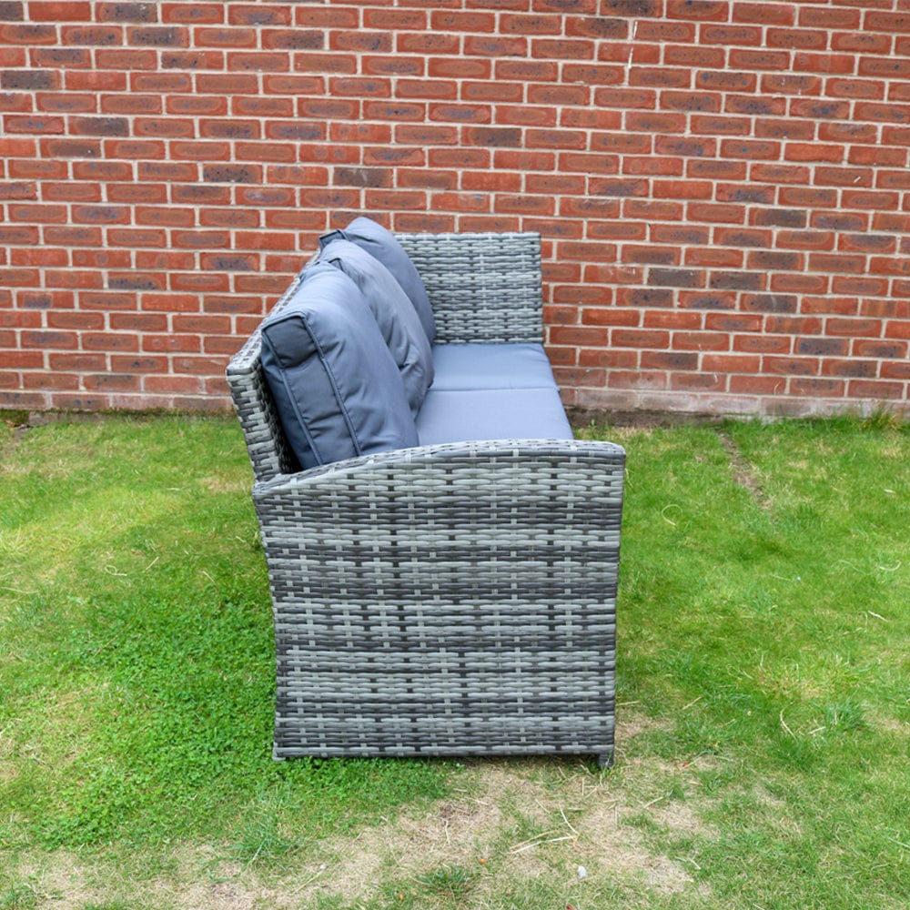 ROSEN 9 Seat Rattan Outdoor Dining Table with Cushions - Grey