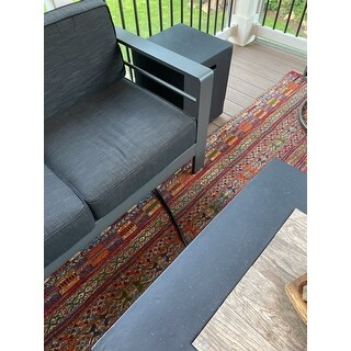 Cape Coral Outdoor Aluminum V-Shape Sectional Sofa Set with Fire Table by Christopher Knight Home - Grey + Light Grey