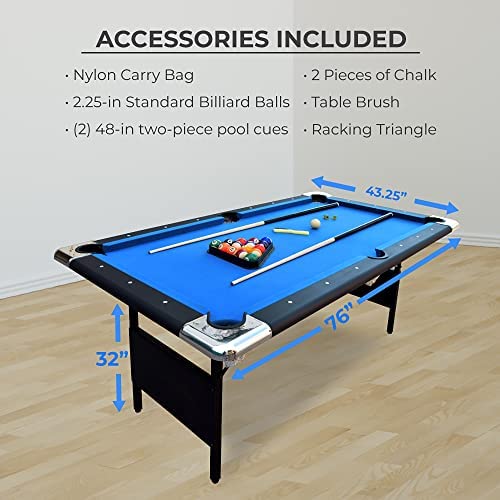 Hathaway Fairmont Portable 6-Ft Pool Table for Families with Easy Folding for Storage, Includes Balls, Cues, Chalk