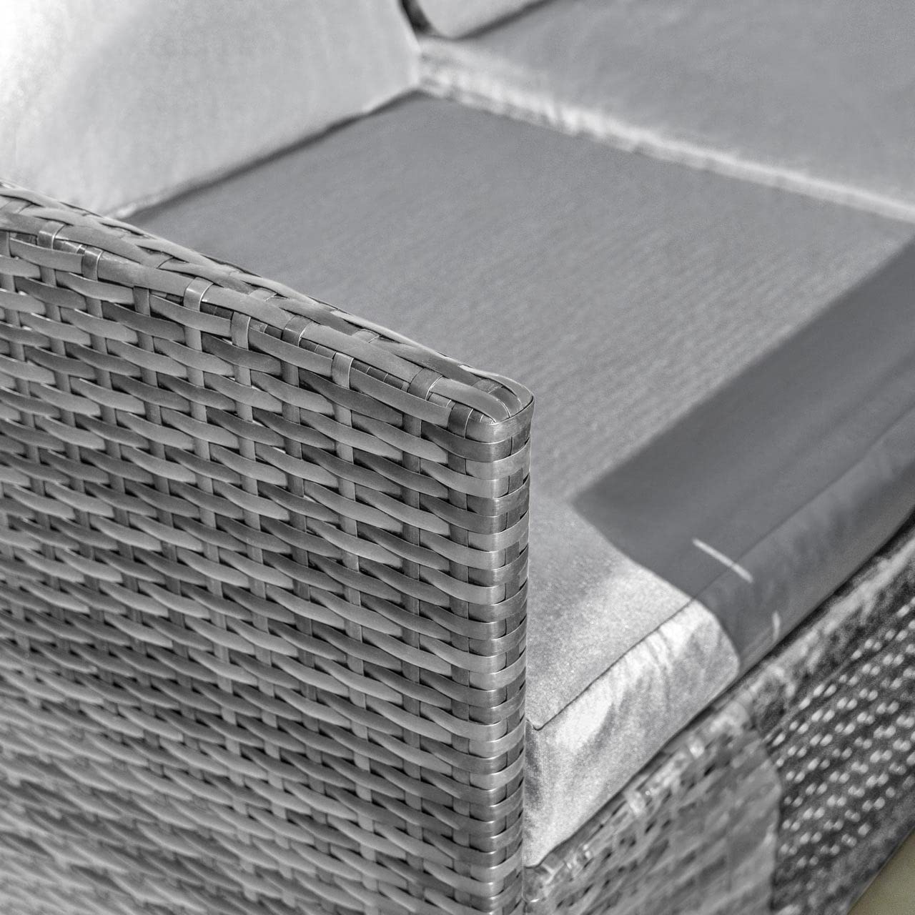 Harrier Rattan Corner Dining Table - 2x Colours: Grey or Black & Grey | 9 Seater Outdoor Corner Sofa - Premium Rattan Garden Furniture Set | Outdoor Sofa + Table (With Cover, Grey)