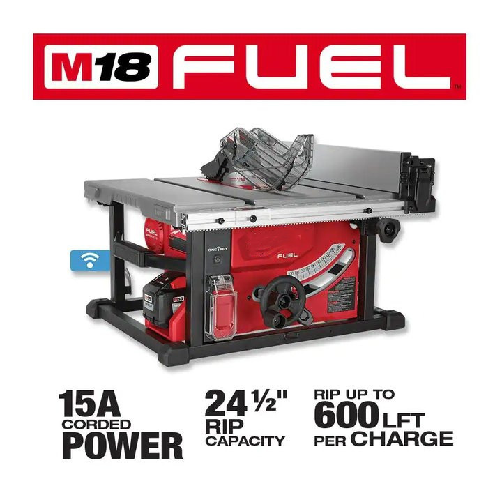 M18 FUEL ONE-KEY 18- volt Lithium-Ion Brushless Cordless 8-1/4 in. Table Saw Kit W/ (1) 12.0Ah Battery & Rapid Charger