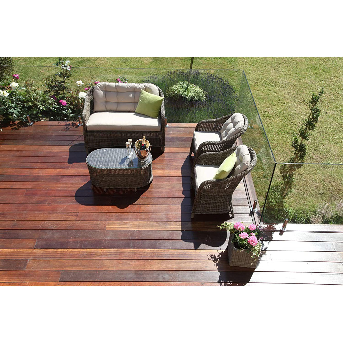 Maze Rattan Garden Furniture Winchester Rounded High Back Sofa Set