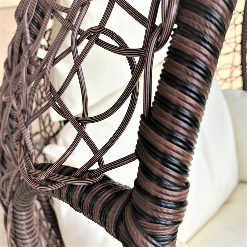 One Piece Wicker Basket Hanging Porch Swing With Stand