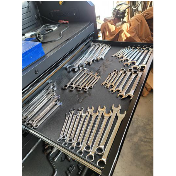 Industrial 52 in. W x 21.5 in. D 15-Drawer Tool Chest and Rolling Cabinet Combo with LED Light in Matte Black