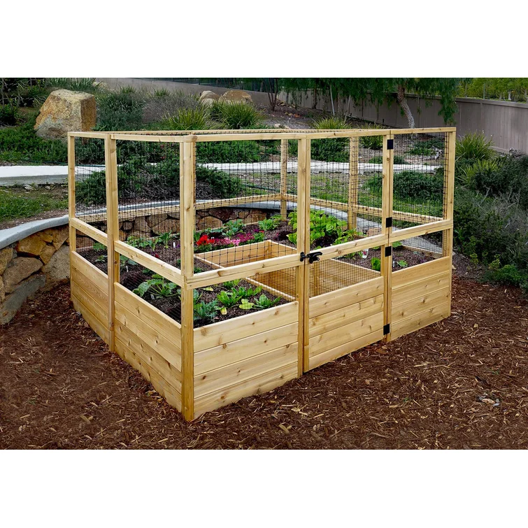 7.5 ft x 8 ft Wood Raised Garden Bed
