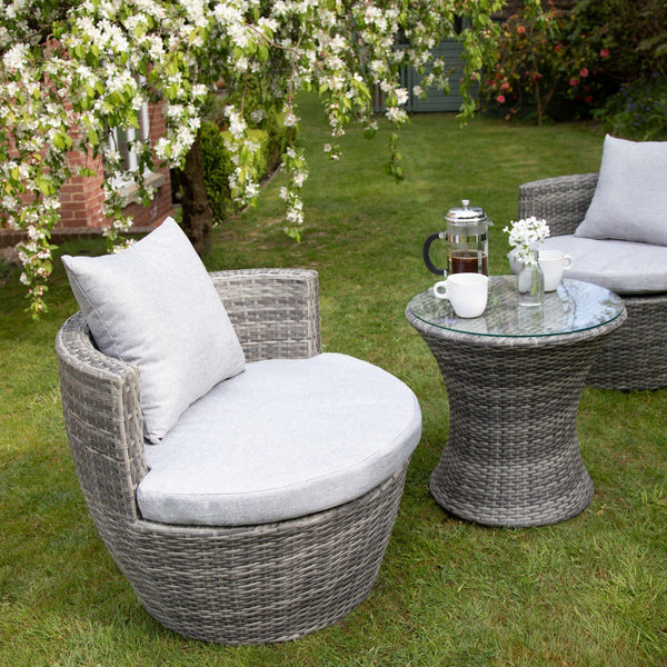 2 Seater Rattan Egg Chair Bistro Set