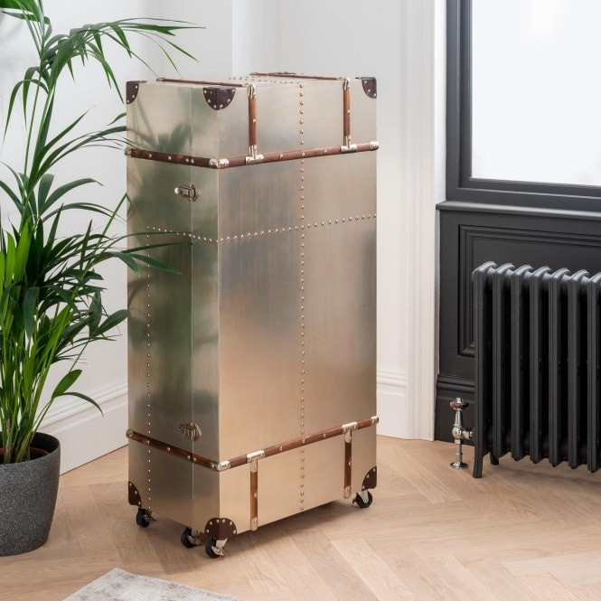 Standing Silver Trunk Drinks Cabinet