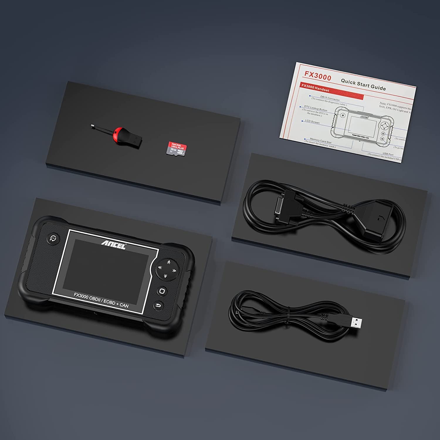 ANCEL FX3000 Automotive Diagnostic Tool Car OBD Scanner - Diagnostics Scan Tool Vehicle Check Engine Transmission Airbag SRS ABS Car EPB Oil Reset Service Light SAS BMS Reset