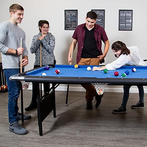 Hathaway Fairmont Portable 6-Ft Pool Table for Families with Easy Folding for Storage, Includes Balls, Cues, Chalk