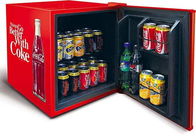 Husky HUS-EL196 Coca Cola Design Mini Fridge/Drinks Cooler, Red [Energy Class F]