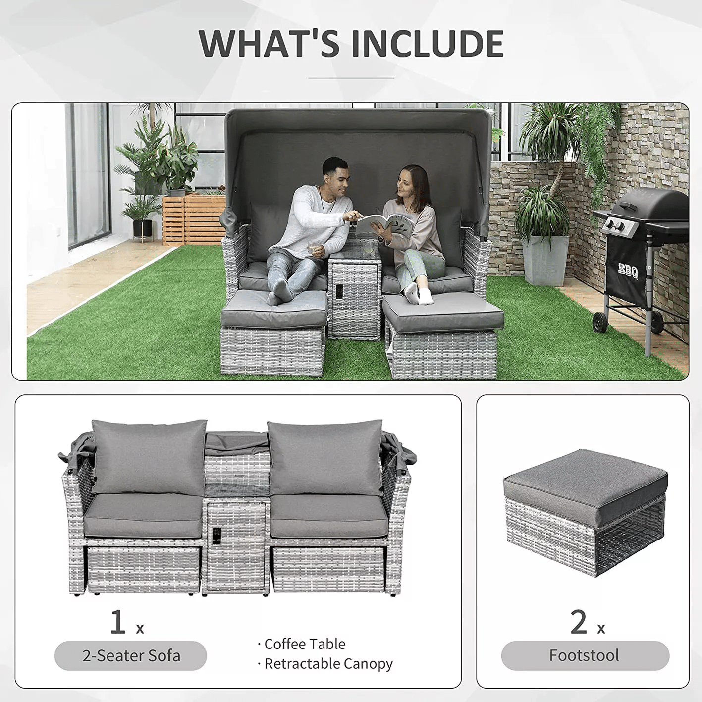 Kettler Palma Daybed – White Wash