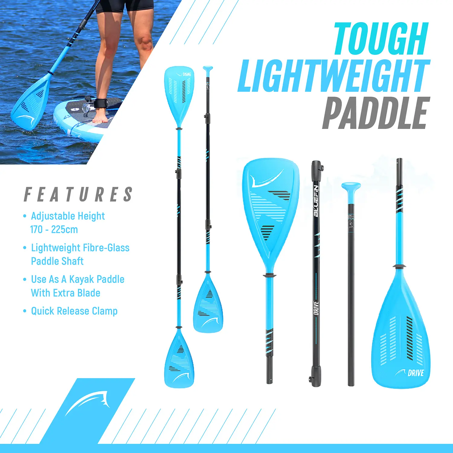 Bluefin SUP Inflatable Stand Up Paddle Board | 6” Thick | Kayak Conversion Kit | All Accessories | Multiple sizes: 10’8 | 12′ | 15′
