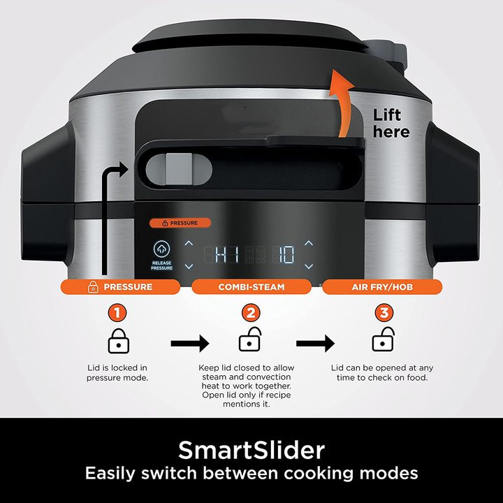 Ninja Foodi MAX 15-in-1 SmartLid Multi-Cooker 7.5L [OL750UK] Smart Cook System, Digital Cooking Probe, Pressure Cooker, Air Fryer
