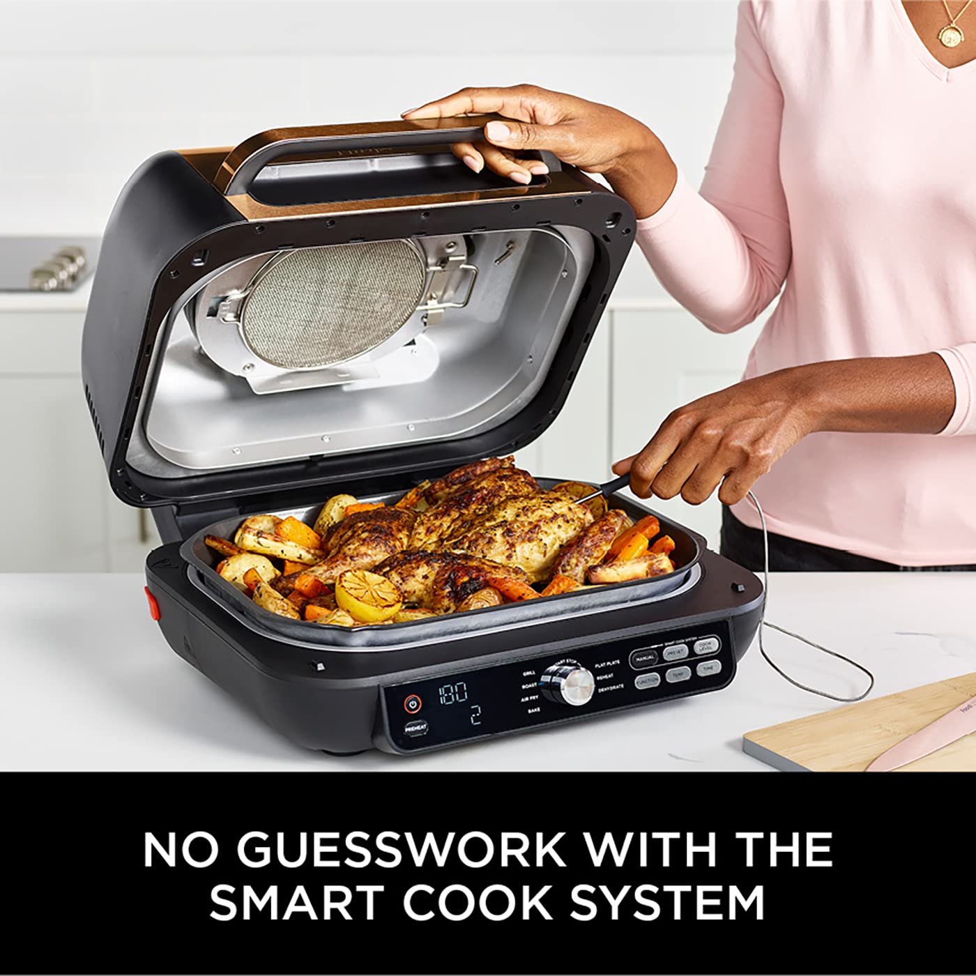 Ninja Foodi MAX PRO Health Grill, Flat Plate & Air Fryer [AG651UKCP] ,7 Cooking Functions, 2 Grill Plates, 3.8L, Copper