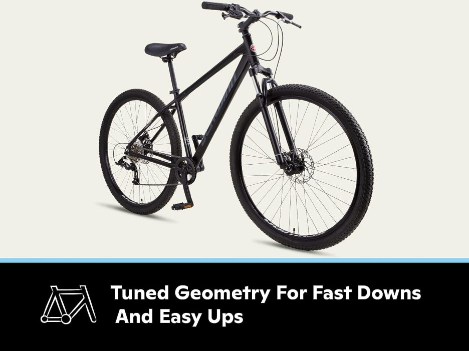 Schwinn Fleet Adult Mountain Bike, 29-Inch Tyres, 17-Inch Lightweight Alloy Frame, Front Suspension, 9 Speed, Disc Brakes, Matte Black