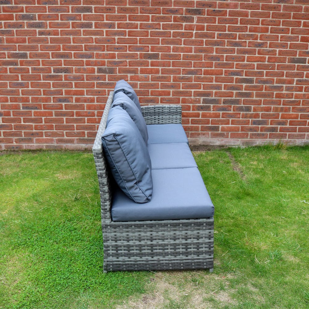 ROSEN 9 Seat Rattan Outdoor Dining Table with Cushions - Grey