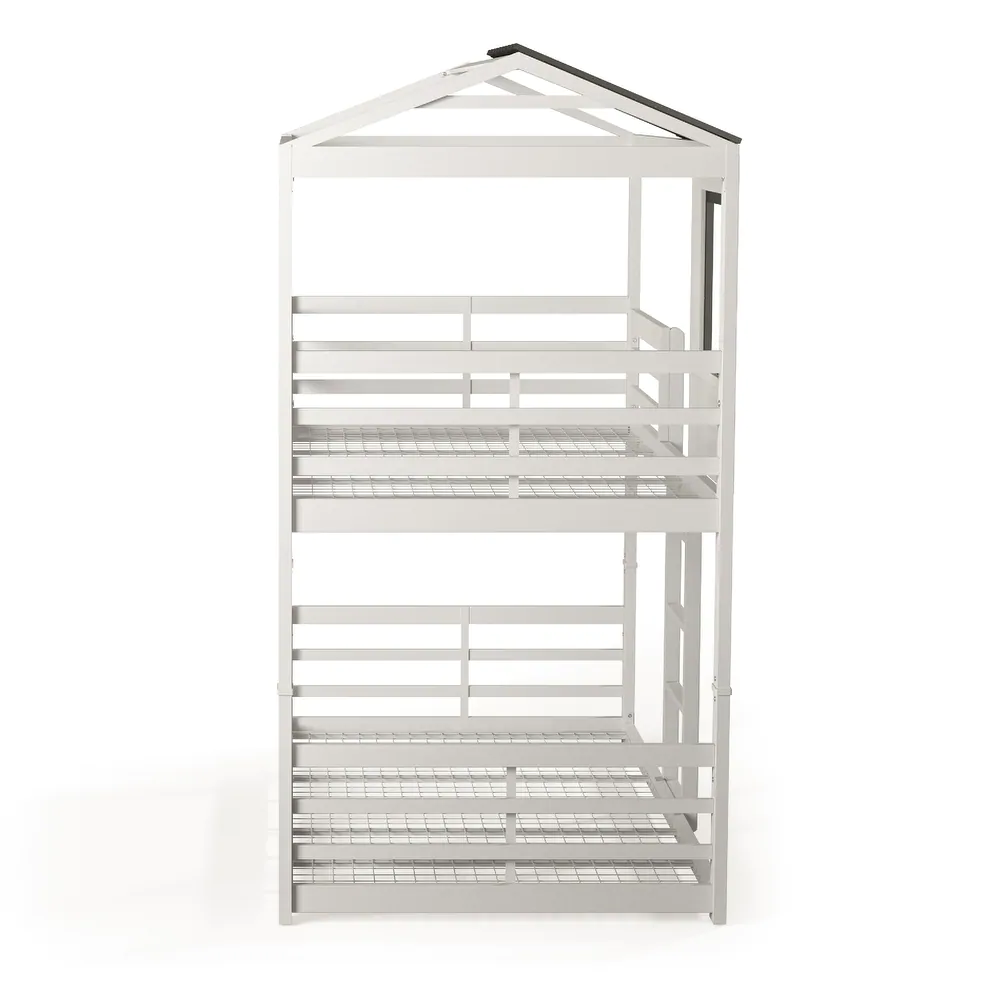 Furniture of America Vaia White Twin-over-Twin Metal Bunk Bed