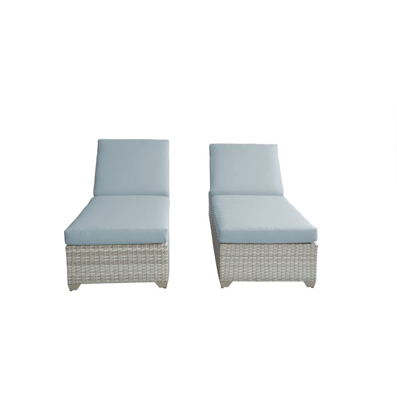 Long Reclining Chaise Lounge Set with Cushions (Set of 2)