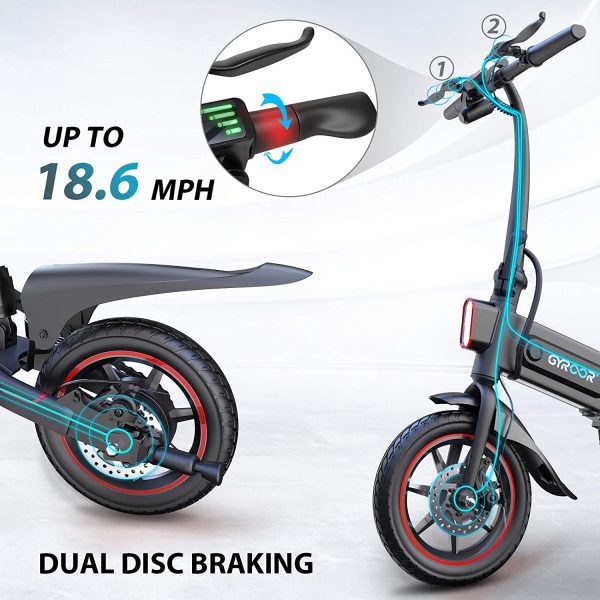 C3 Electric Bike for Adults, 450W eBike w ith 18.6MPH up to 28 Mileage, 14in Air-Filled Tires, Dual Disc Braking, 3 Riding Modes