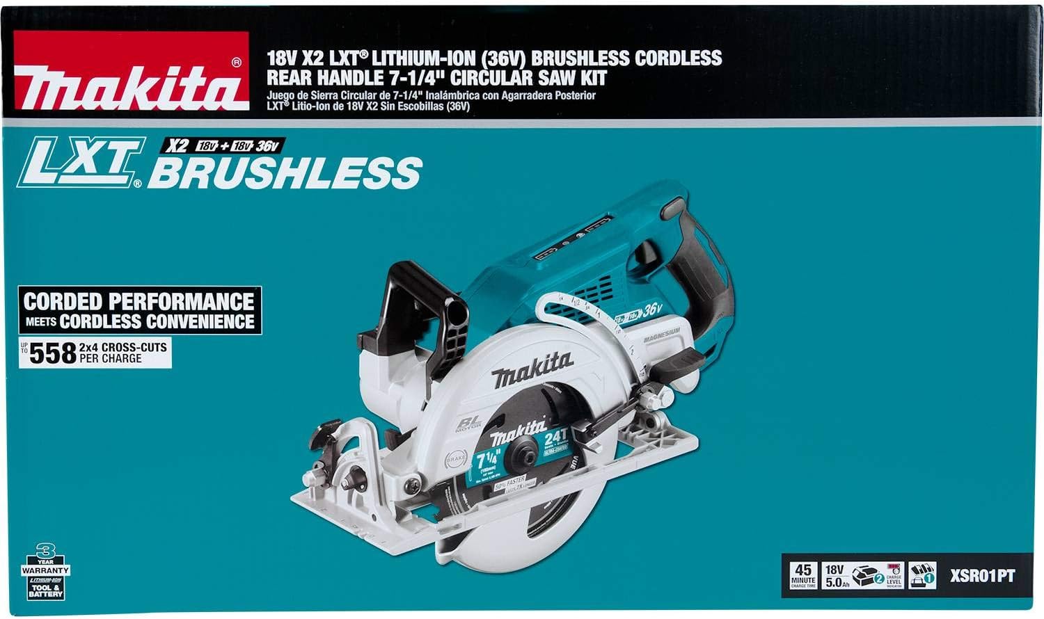 Makita XSR01PT 36V (18V X2) LXT® Brushless Rear Handle 7-1/4