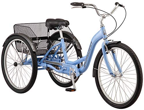 Schwinn Meridian Adult Tricycle, 24 or 26-Inch Wheel Options, Low Step-Through Aluminum Frame, Cargo Basket, Multiple Colors