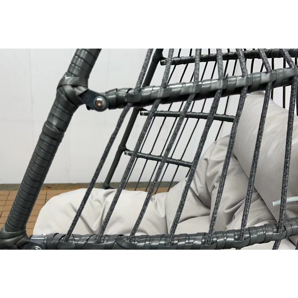 BRADWAY HANGING EGG CHAIR WITH GREY CUSHIONS