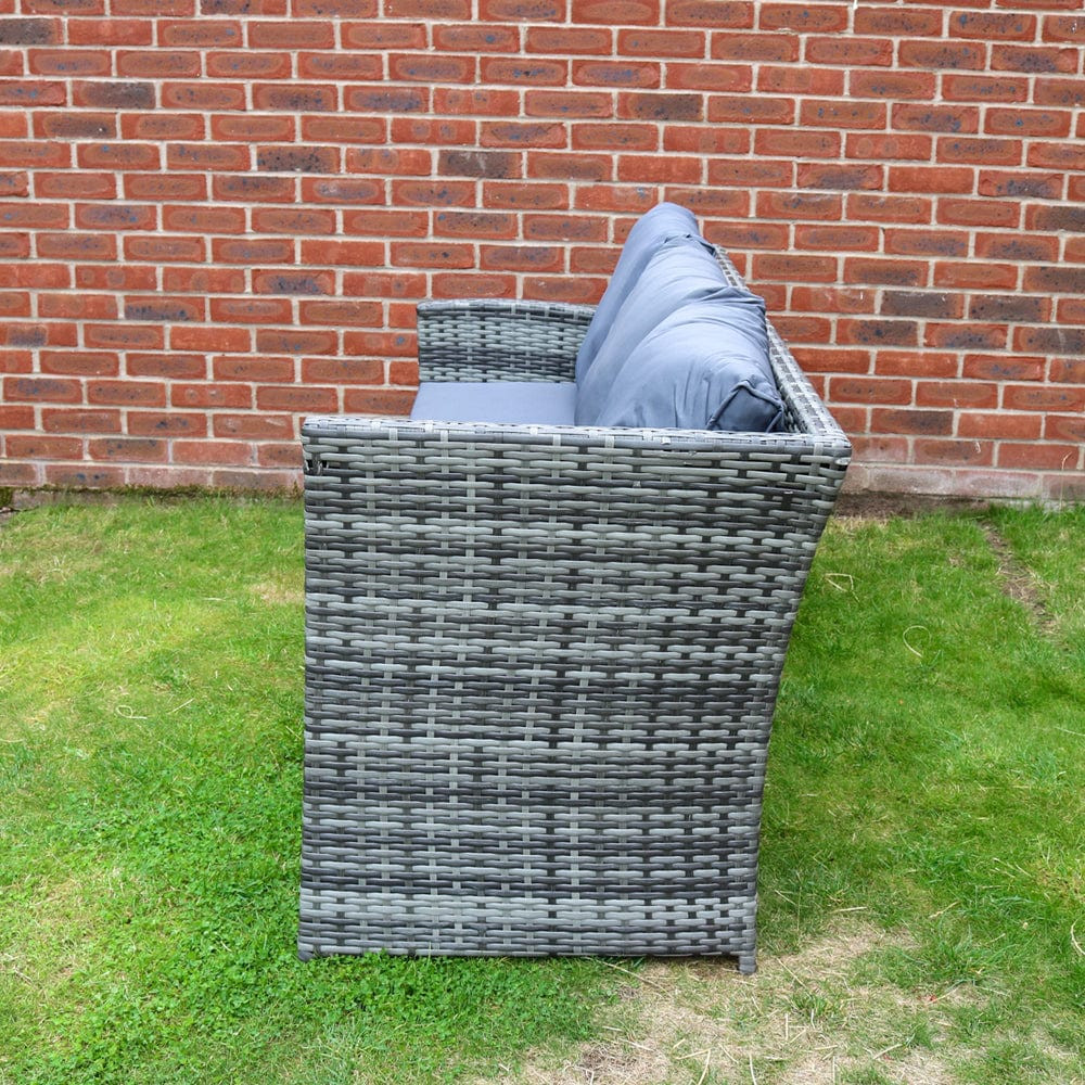 ROSEN 9 Seat Rattan Outdoor Dining Table with Cushions - Grey