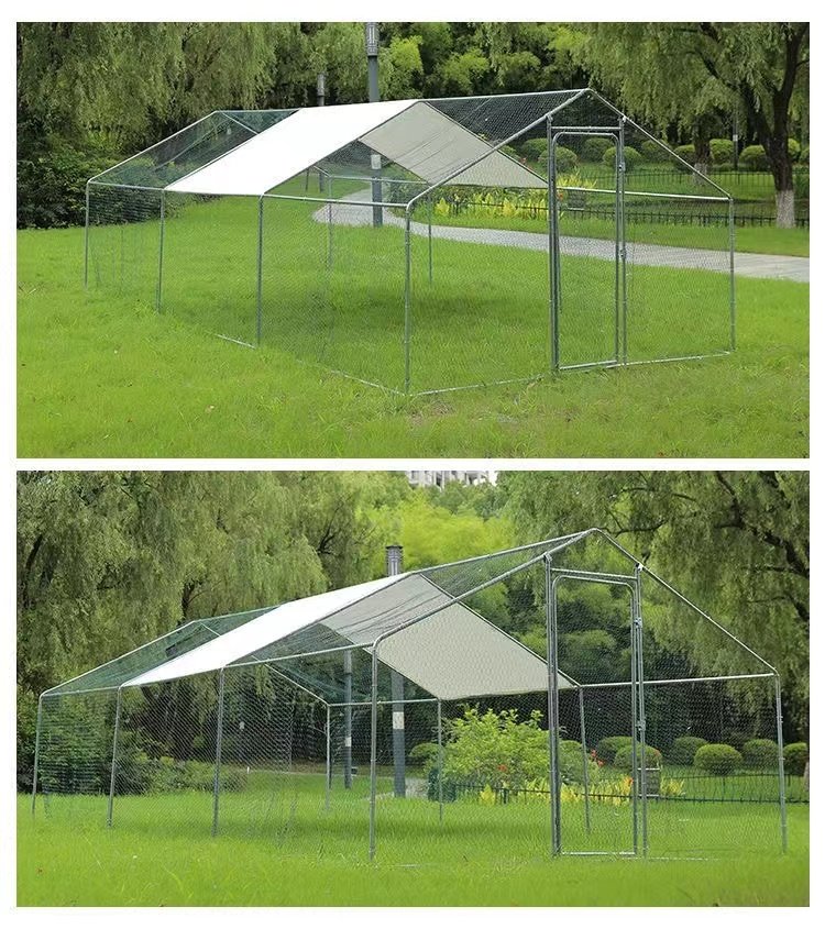 Metal Chicken Cage 10'x20'x6.4' large walk-in coop with cover