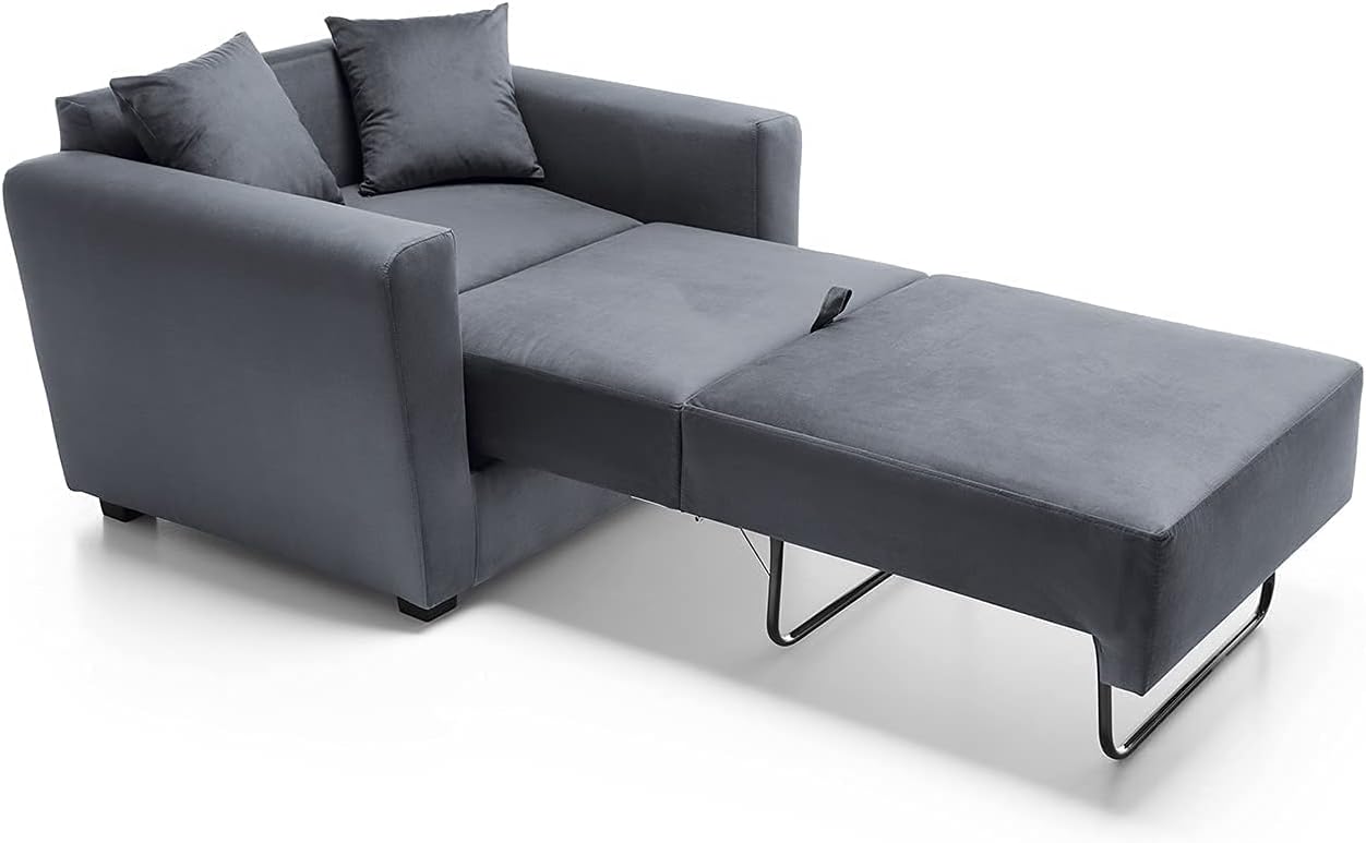 Abakus Direct  Olly Single Sofa Bed Foldable Convertible Lounger Armchair in Easy Clean Velvet Fabric