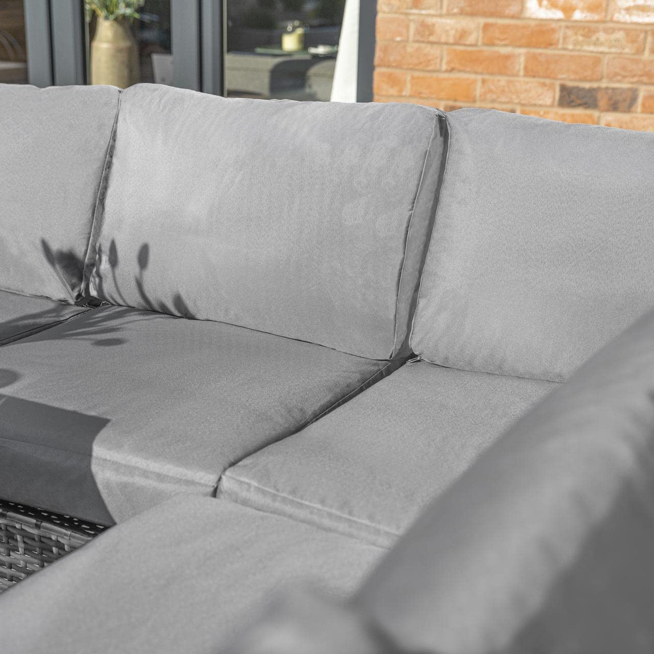 Harrier Rattan Corner Dining Table - 2x Colours: Grey or Black & Grey | 9 Seater Outdoor Corner Sofa - Premium Rattan Garden Furniture Set | Outdoor Sofa + Table (With Cover, Grey)