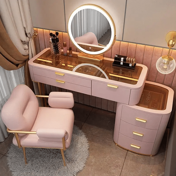 Glass dressing table light luxury luxury bedroom modern minimalist makeup table storage cabinet