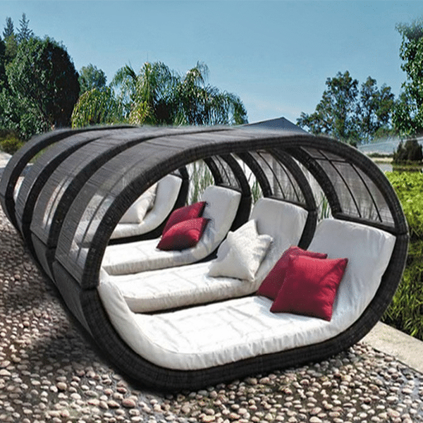 YOLANDA direct courtyard rocking chair recliner with removable headrest pillow, breathable Texteline Farbic zero gravity rocking chair