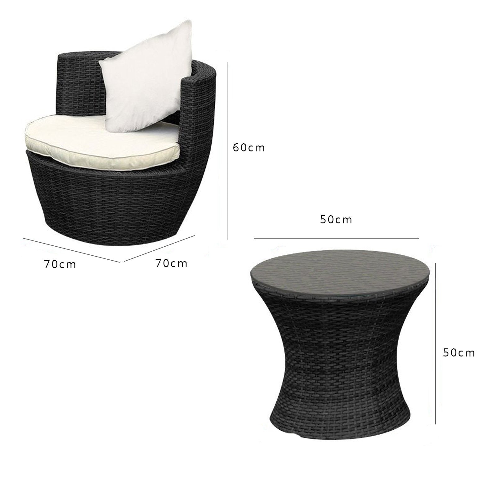 2 Seater Rattan Egg Chair Bistro Set