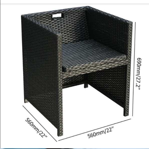 7 Piece Rattan Dining Table Outdoor Conversation Set